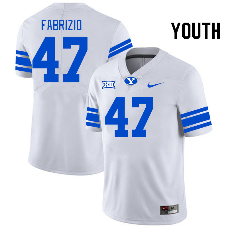 Youth #47 Brock Fabrizio BYU Cougars College Football Jerseys Stitched Sale-White